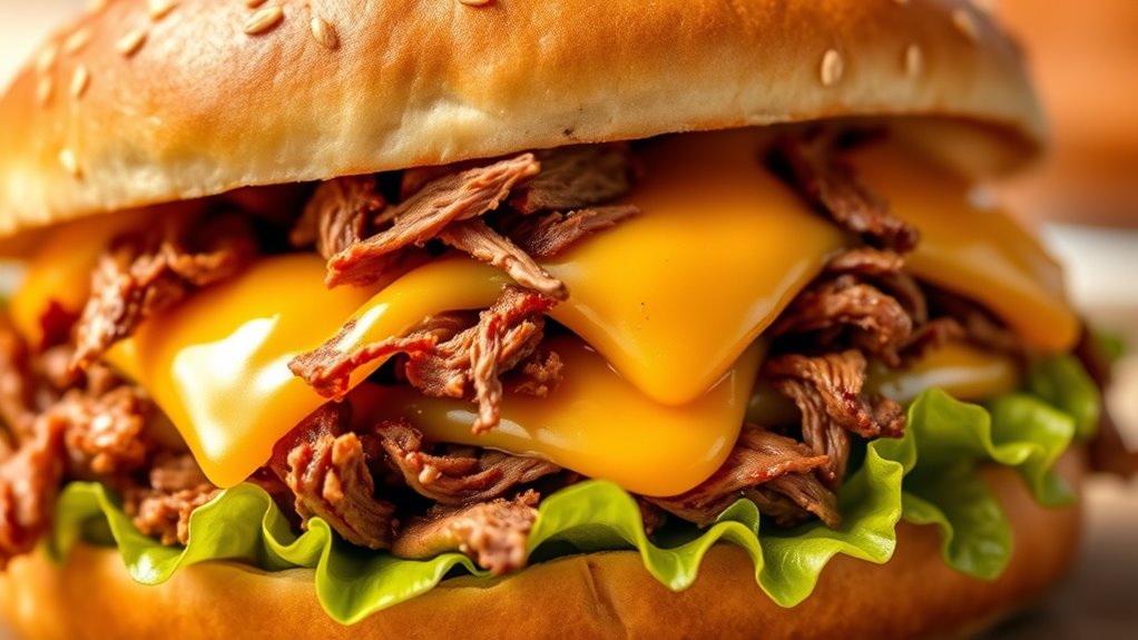 beef cheddar sandwich calories