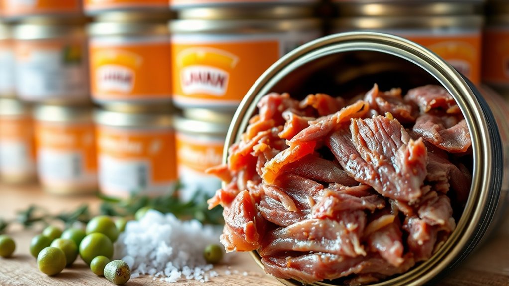 beef preserved in cans