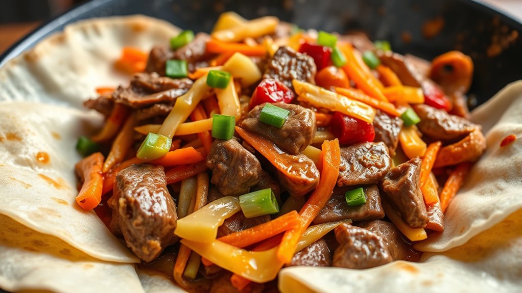 beef vegetables pancakes variations