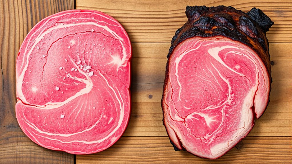 cured cooked textured differences