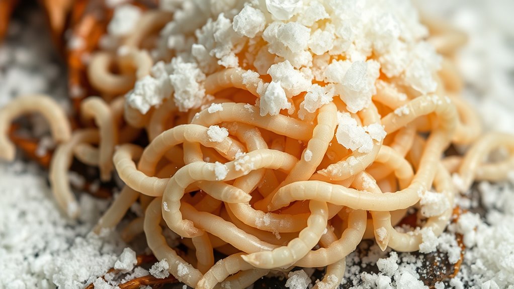 salt dehydrates maggots quickly